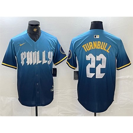 Men's Philadelphia Phillies #22 Spencer Turnbull Blue 2024 City Connect Limited Stitched Jersey